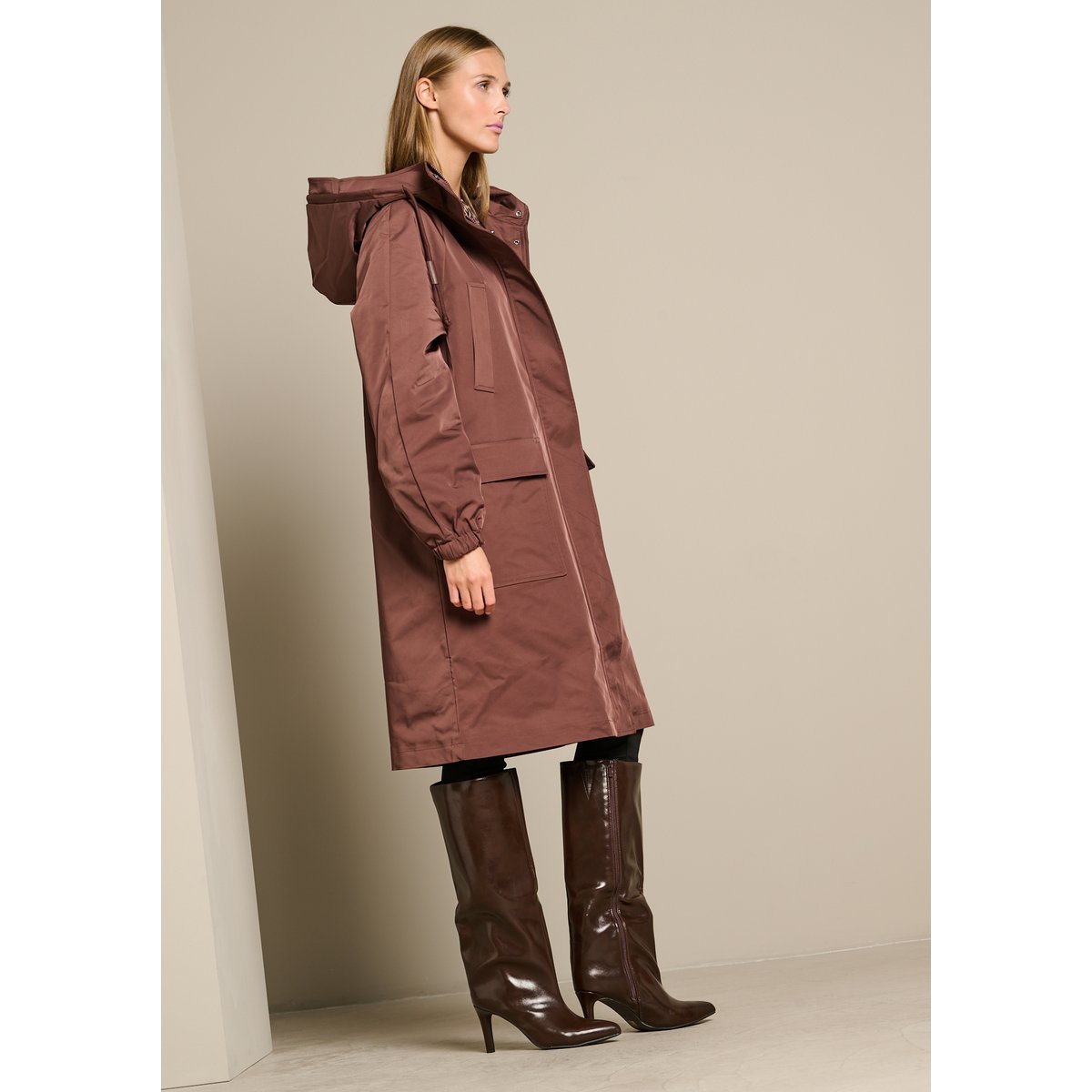 Parka longue à capuche brun fonce chocolate, LOLALIZA