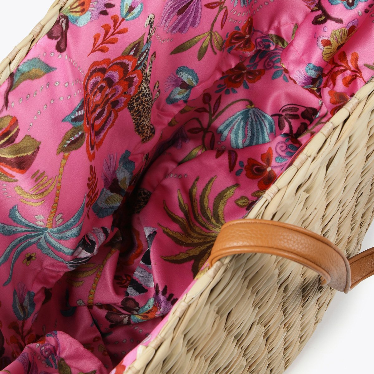 Cabas tressé multi-anses avec broderies florales beige, LOLA CASADEMUNT