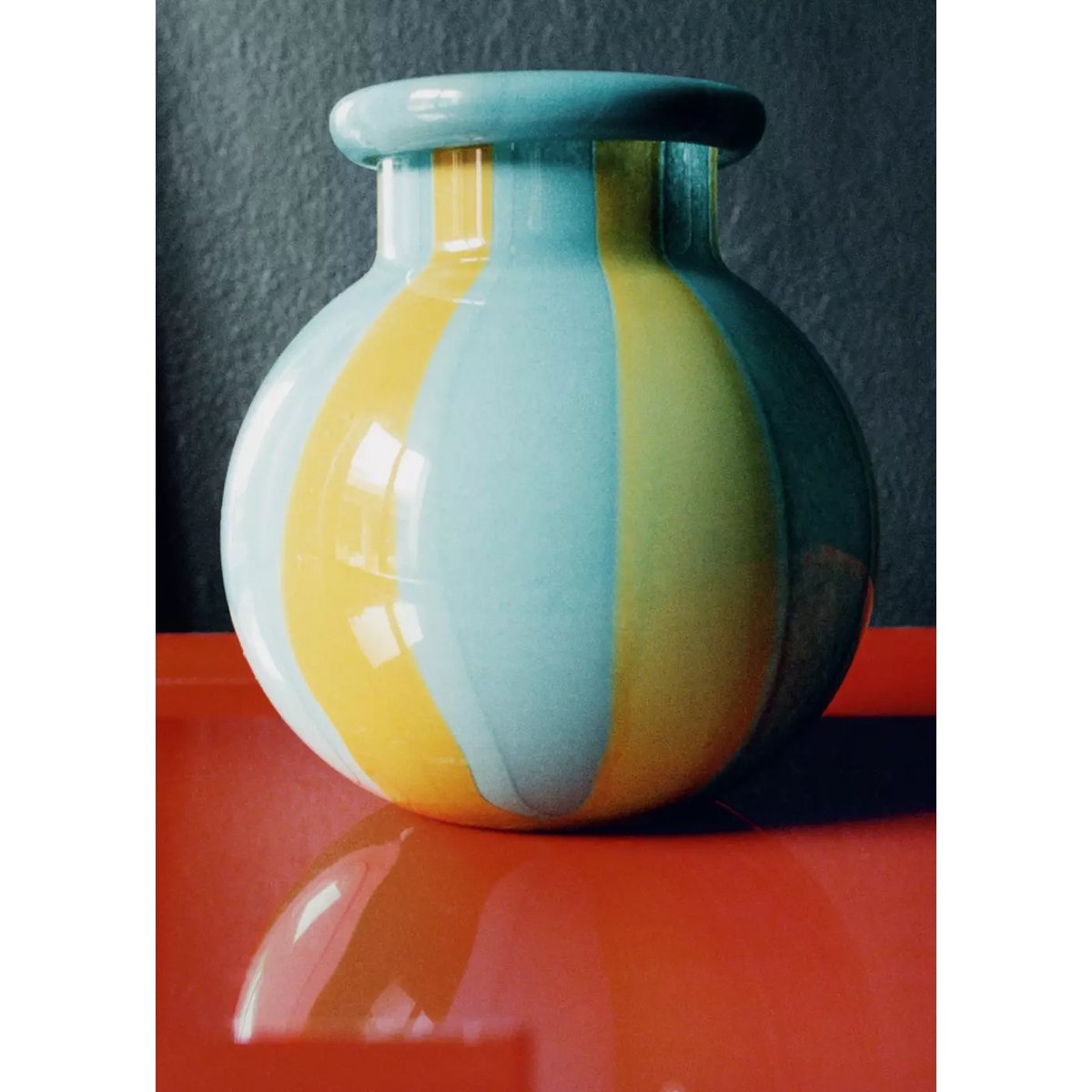 Vase 100 % cristal bicolore turquoise, MANGO HOME