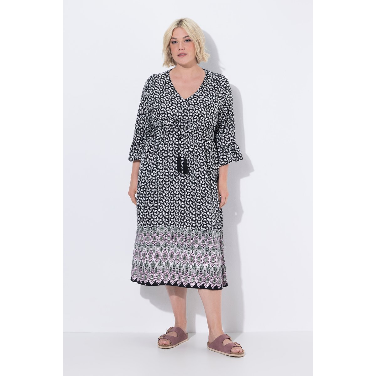 Robe midi coupe évasée noir, ULLA POPKEN
