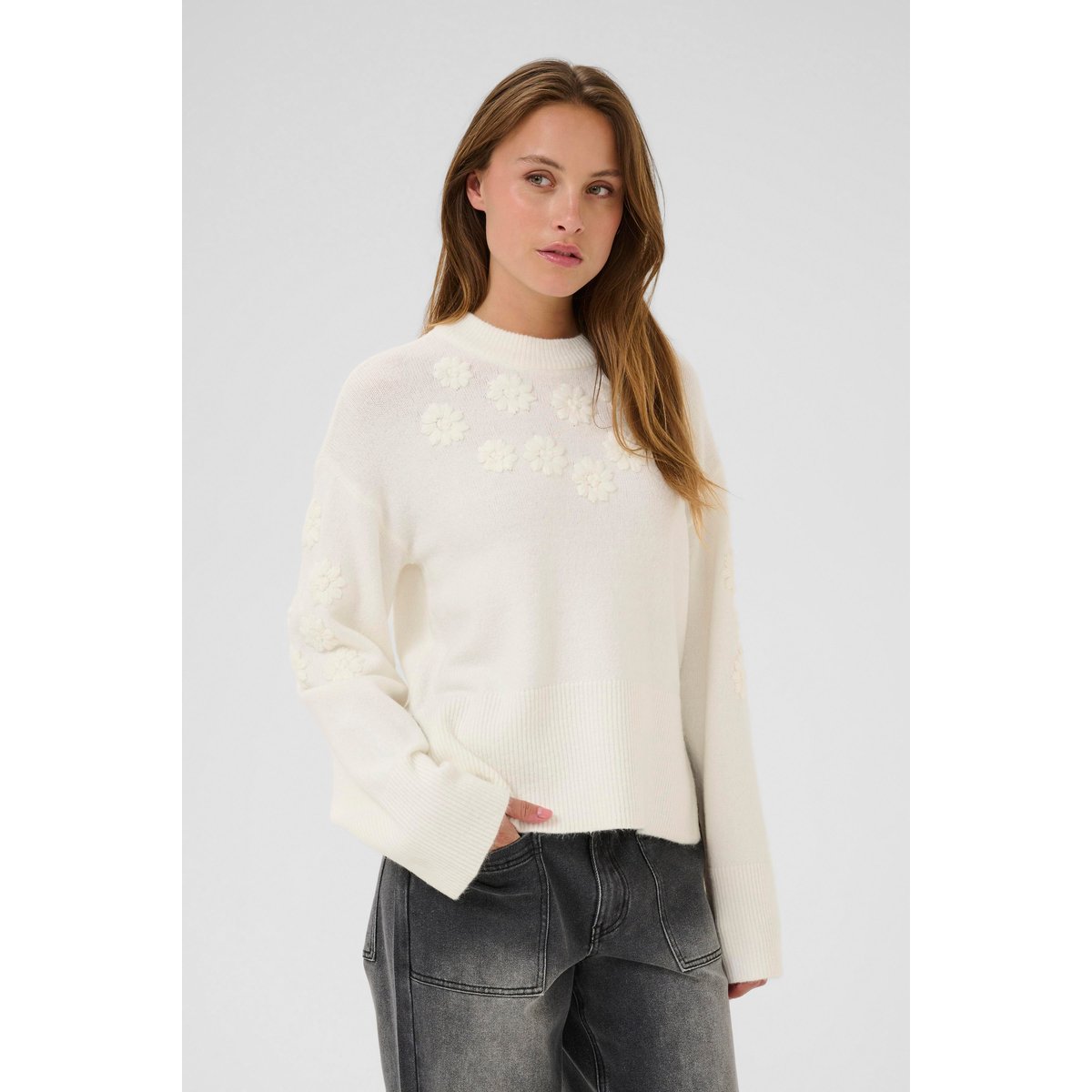 Pullover tricoté blanc, KAFFE