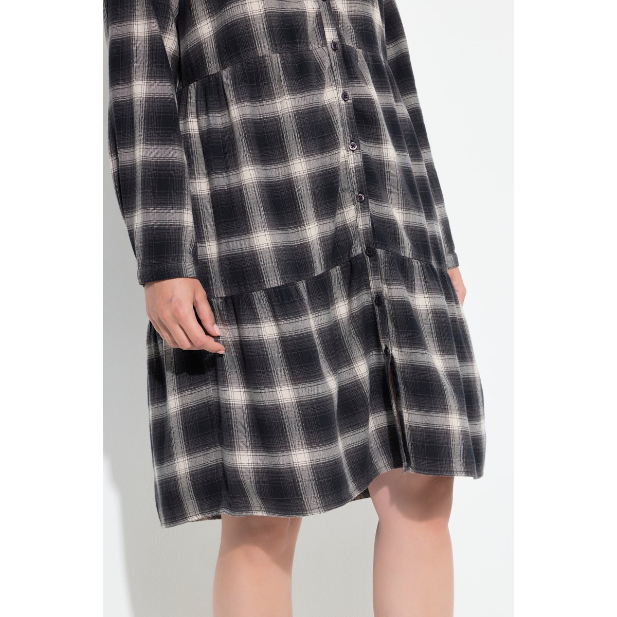 Robe trapèze à carreaux gris graphite, ULLA POPKEN