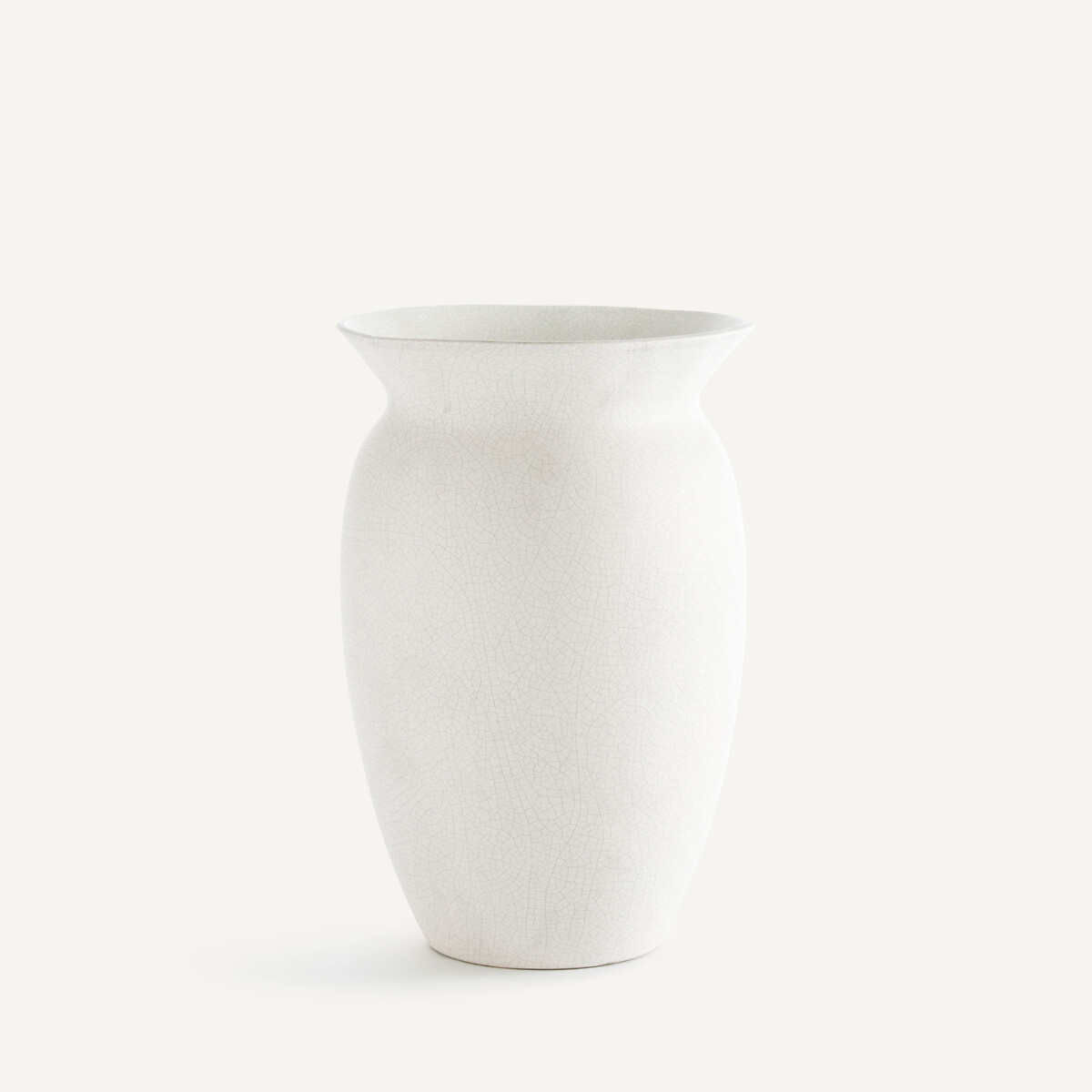 Vase en faïence craquelée, H29 cm, Estre craie, AM.PM