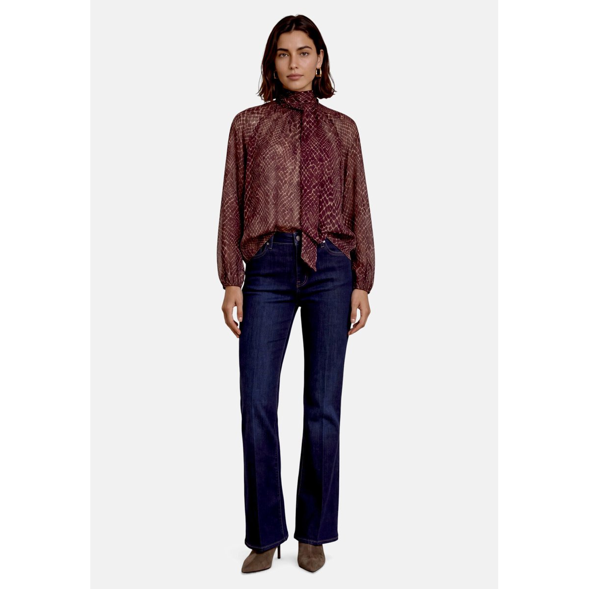 Pantalon modern fit à plis repassés rinse wash denim, ZERO