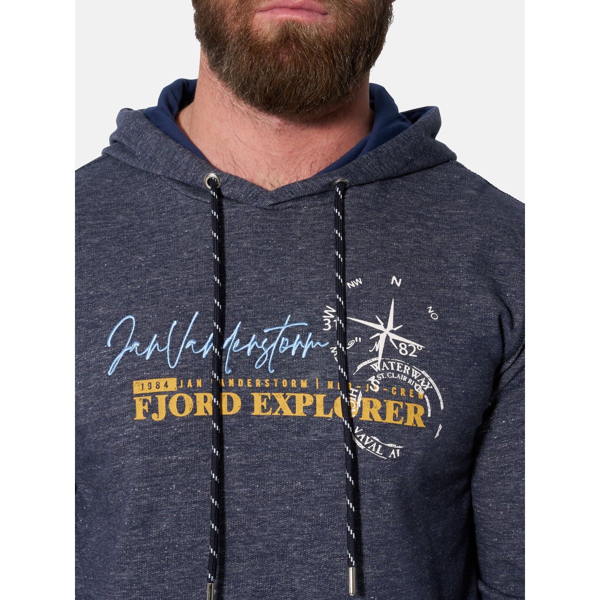 Sweatshirt ABAR bleu foncé mélange, JAN VANDERSTORM