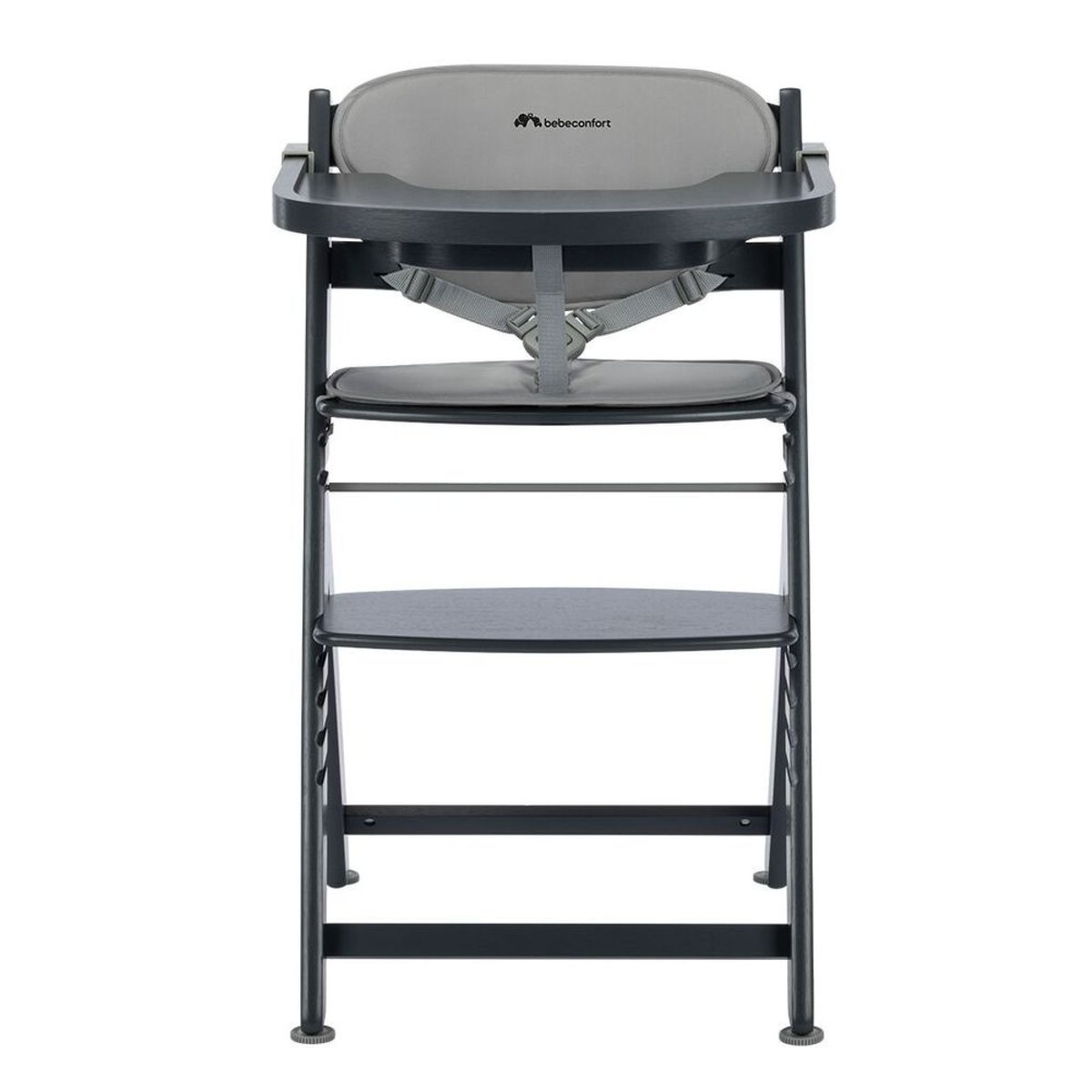 Chaise Haute Bébé En Bois Avec Coussin Timba mineral graphite, BEBECONFORT