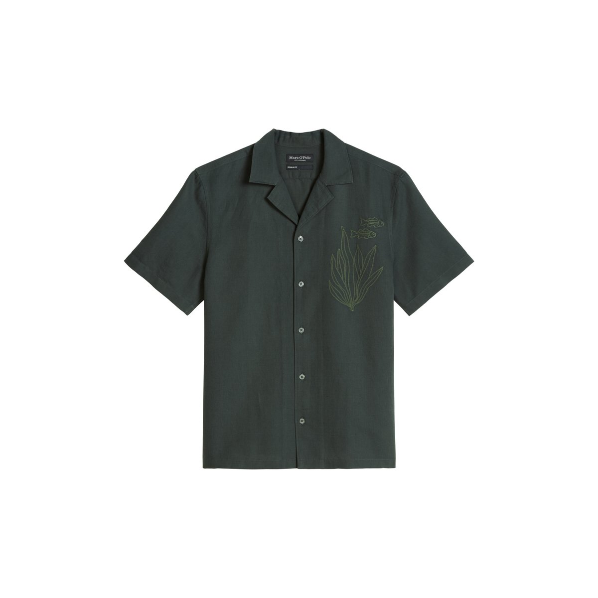 Chemise à manches courtes regular avec broderie martiale gris foncé, MARC O'POLO