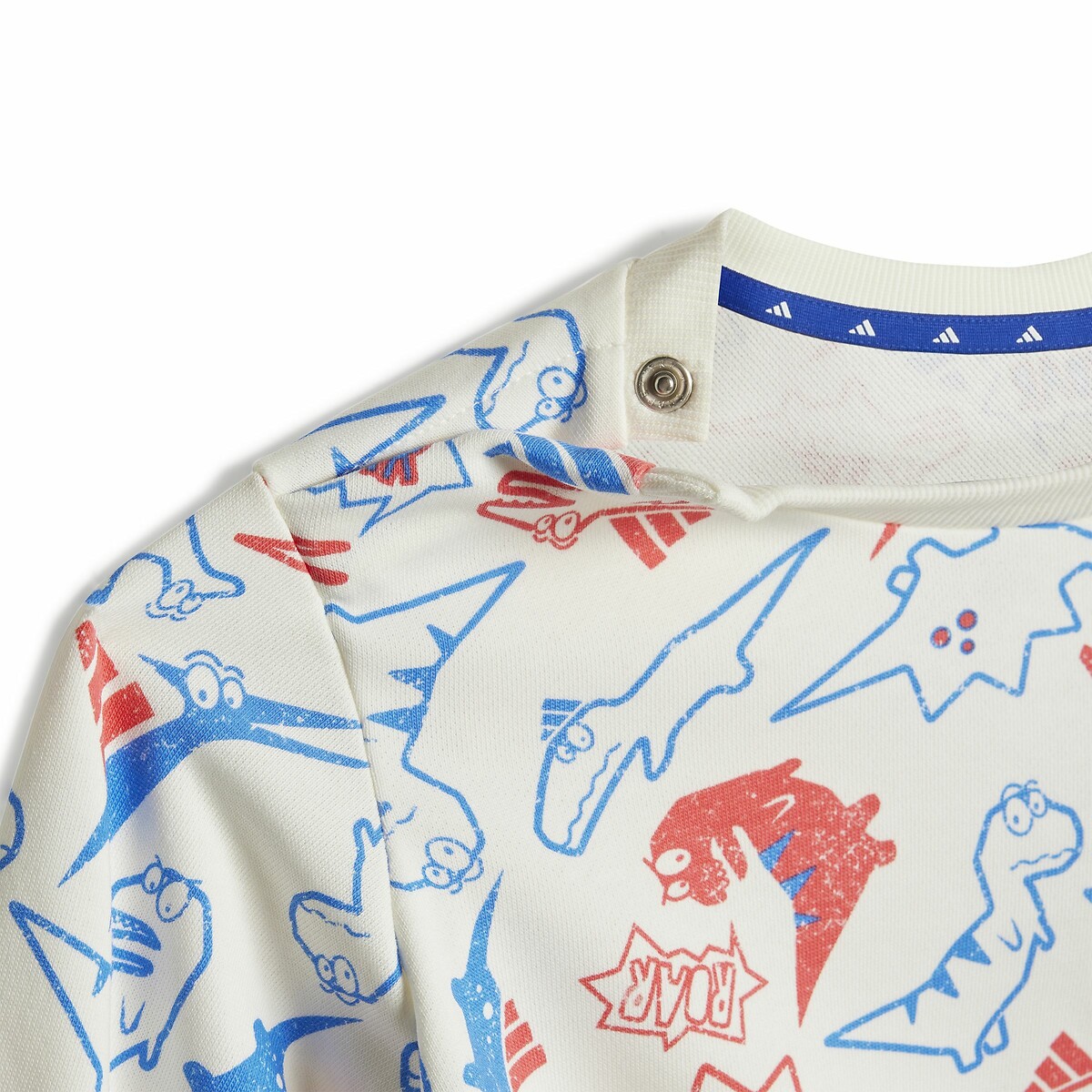 Baby's Unbrushed Fleece Tracksuit with Dinosaur Print ecru/blue, ADIDAS SPORTSWEAR