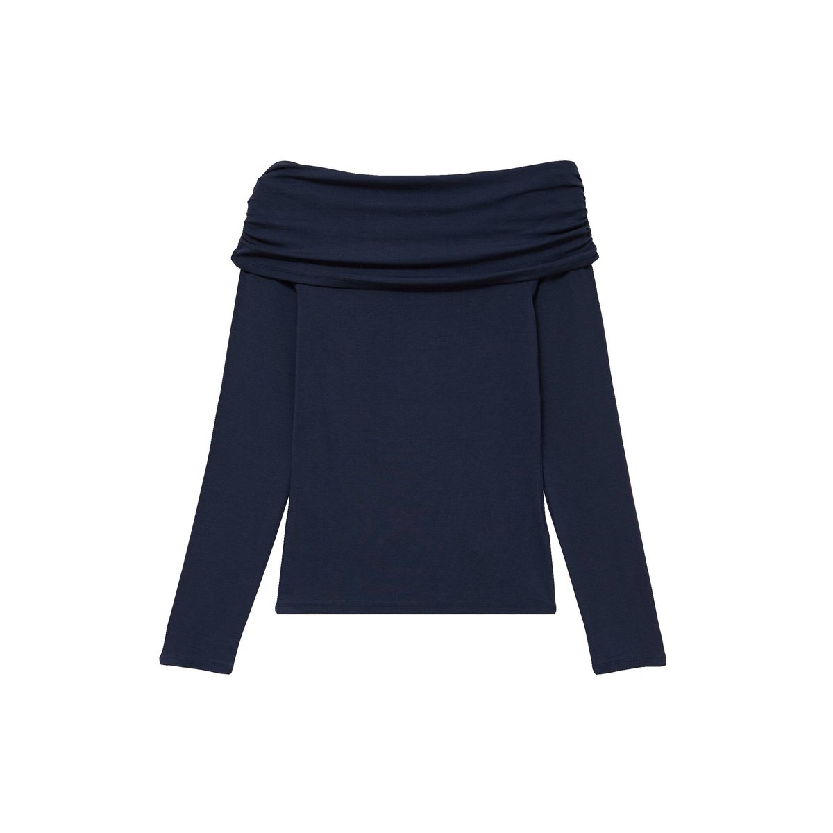 T-shirt col bardot manches longues bleu marine, CACHE CACHE