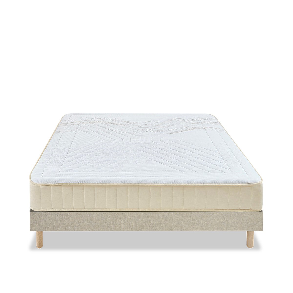 Ensemble Symphonie 2.0 90x200 cm Matelas Mousse + Sommier Bois beige, BELLECOUR