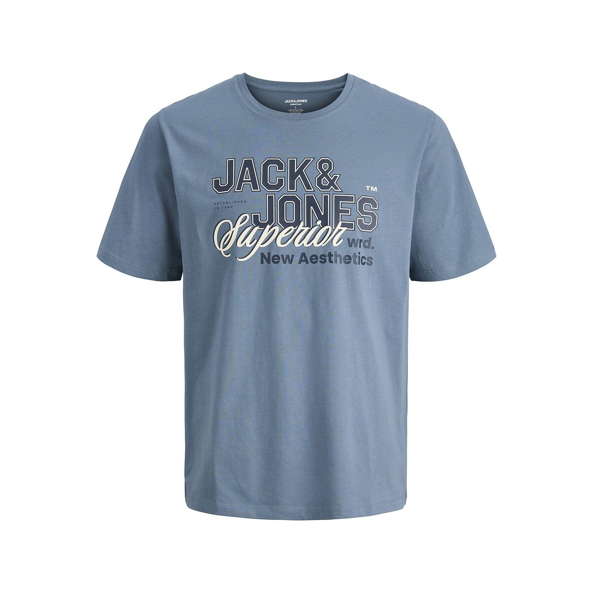 T-shirt manches courtes, imprimé devant bleu grisé, JACK & JONES JUNIOR