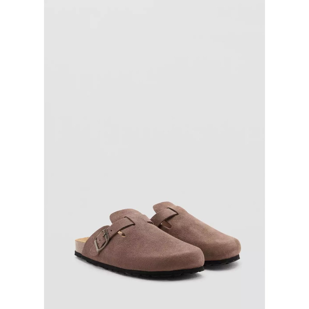 Sabots cuir boucle marron moyen, MANGO TEEN
