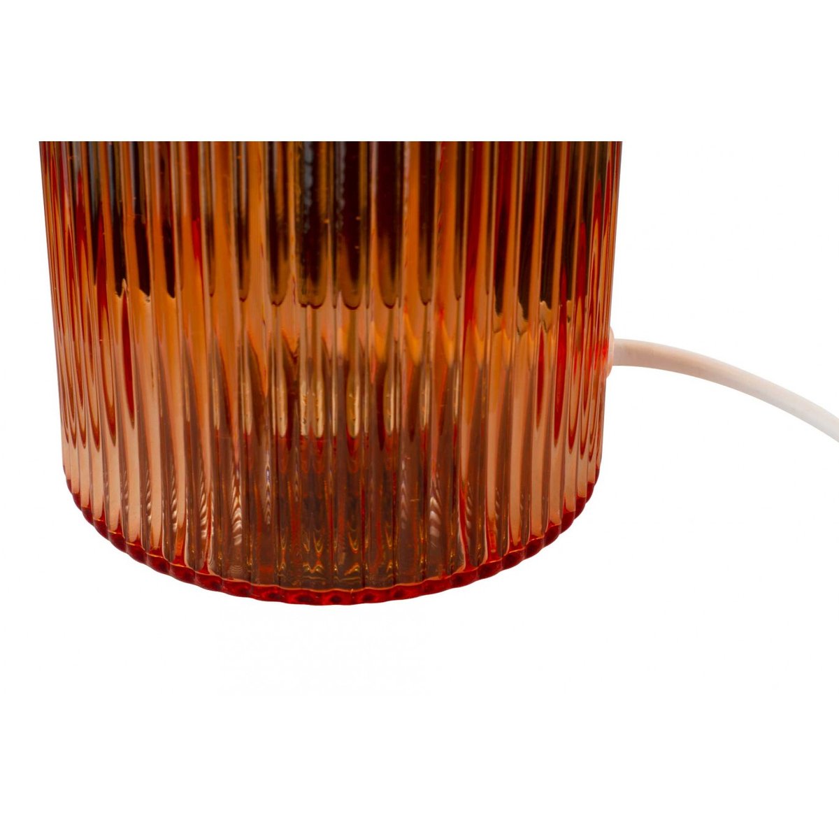 Lampe à poser en verre strié, CHARMY rouge, C-CREATION