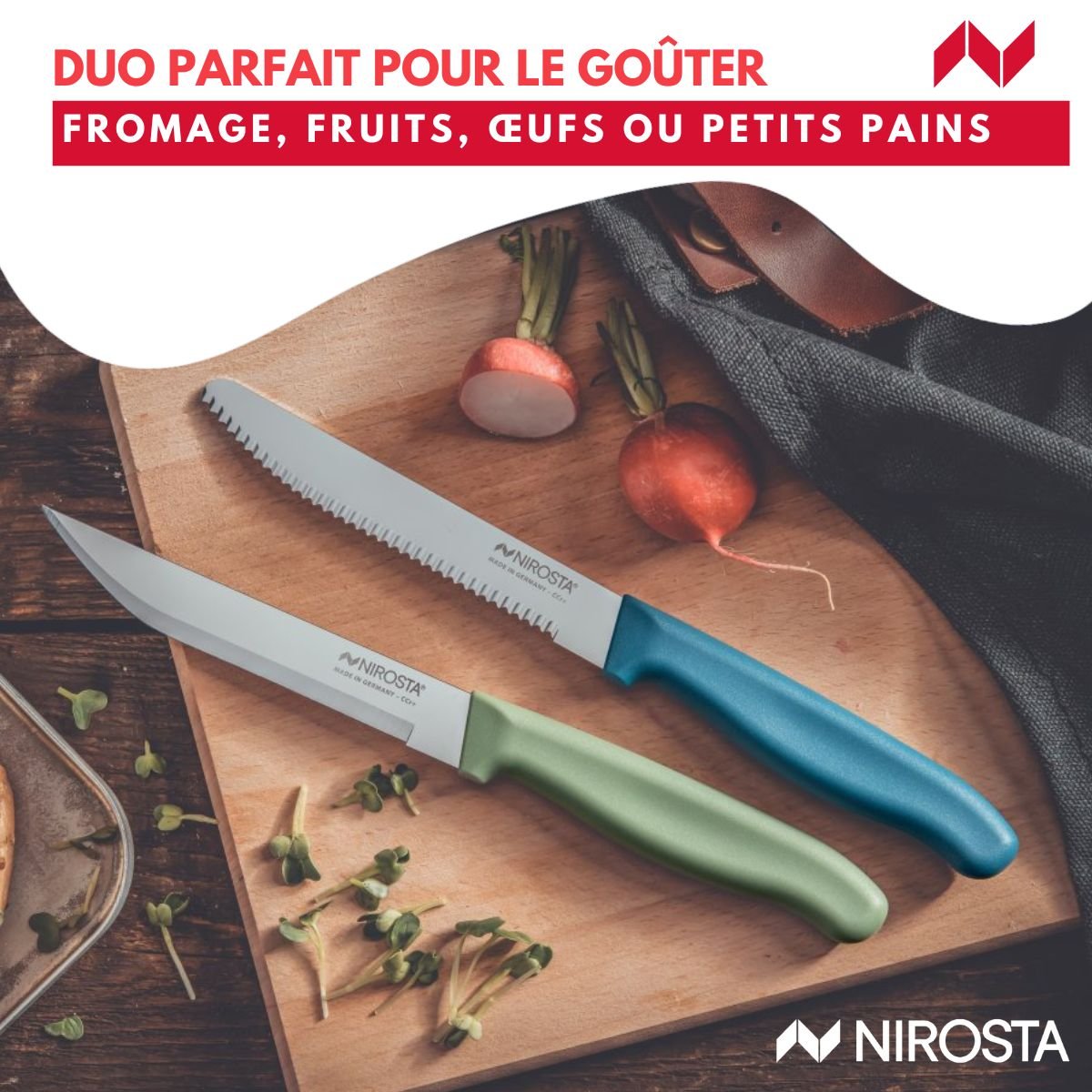 Set de 2 couteaux d’office et à petit déjeuner 22,5 cm ELEMENTAL vert,bleu, NIROSTA