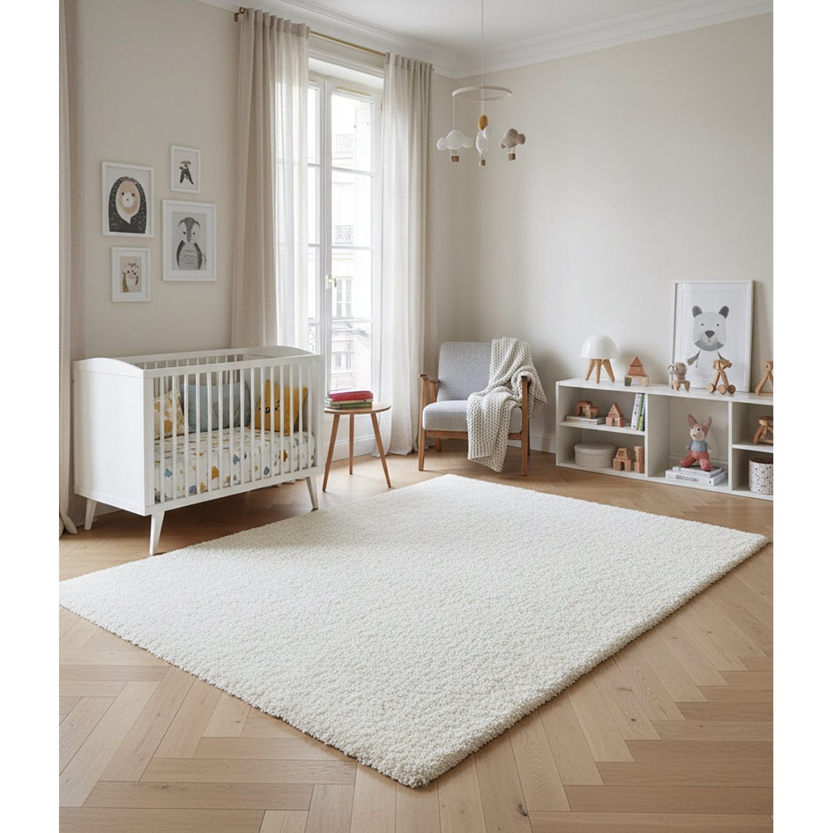 Tapis doux et épais PLUSH blanc pur, AFK LIVING