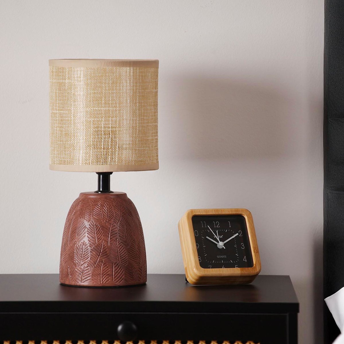 Lampe à poser en céramique marron et beige 13x13x27.5cm marron, VERSA