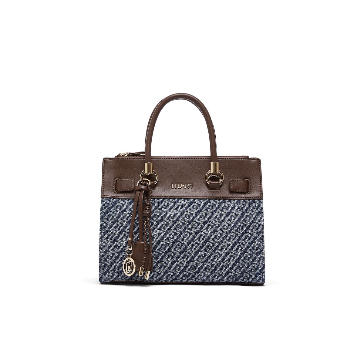 Sac satchel format petit effet denim denim bleu, LIU JO