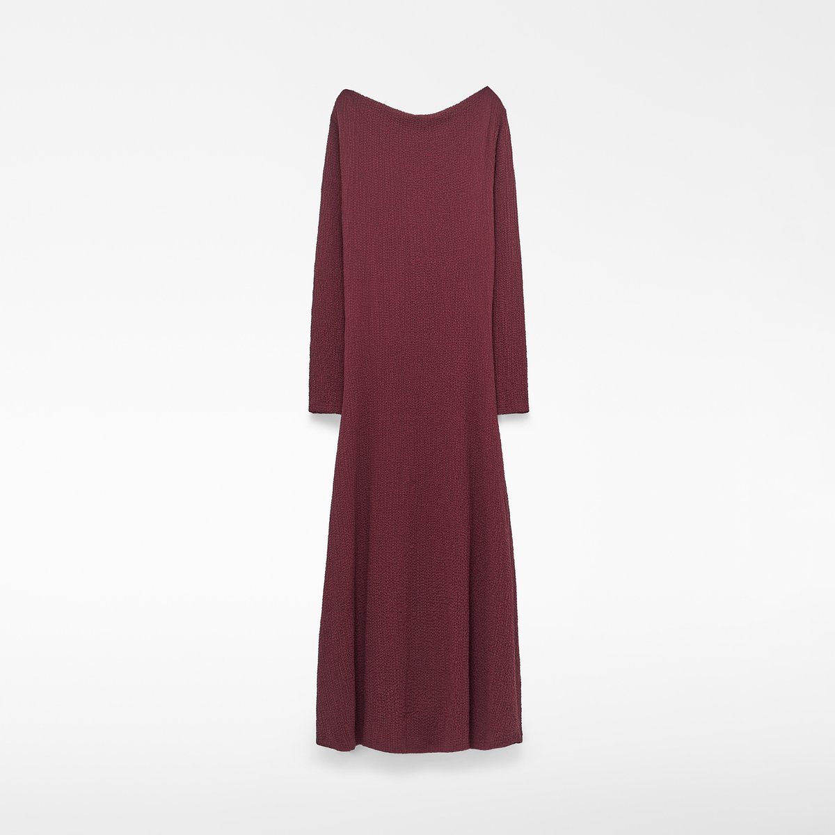 Robe ajustée bouclée à encolure bateau prune, ADOLFO DOMINGUEZ