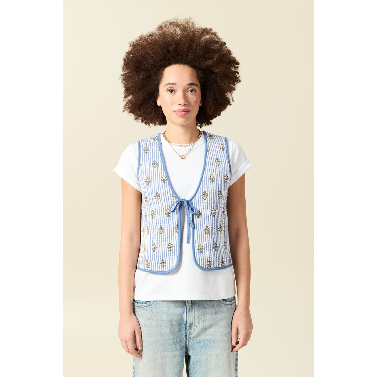 Gilet réversible droit sans manches bleu ciel, BONOBO