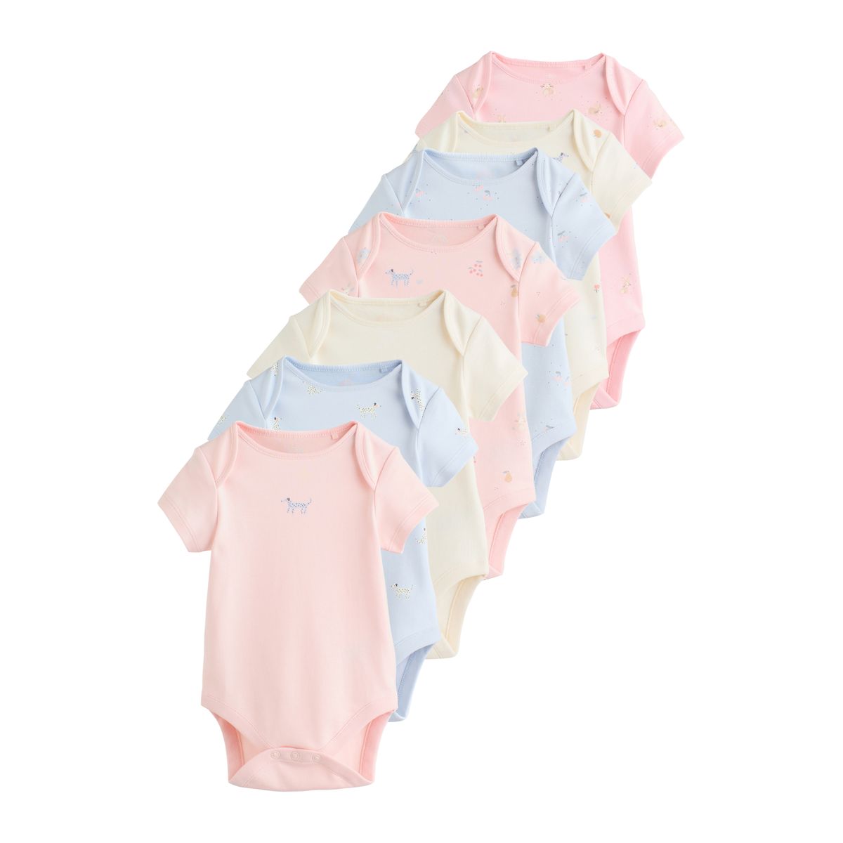 Body bébé à manches courtes, lot de 7 personnage multicolore pastel, NEXT