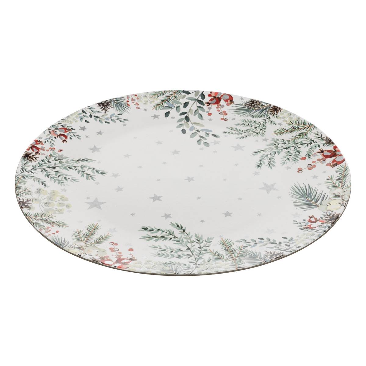 Assiette présentation branches D33 cm blanc, ATMOSPHERA