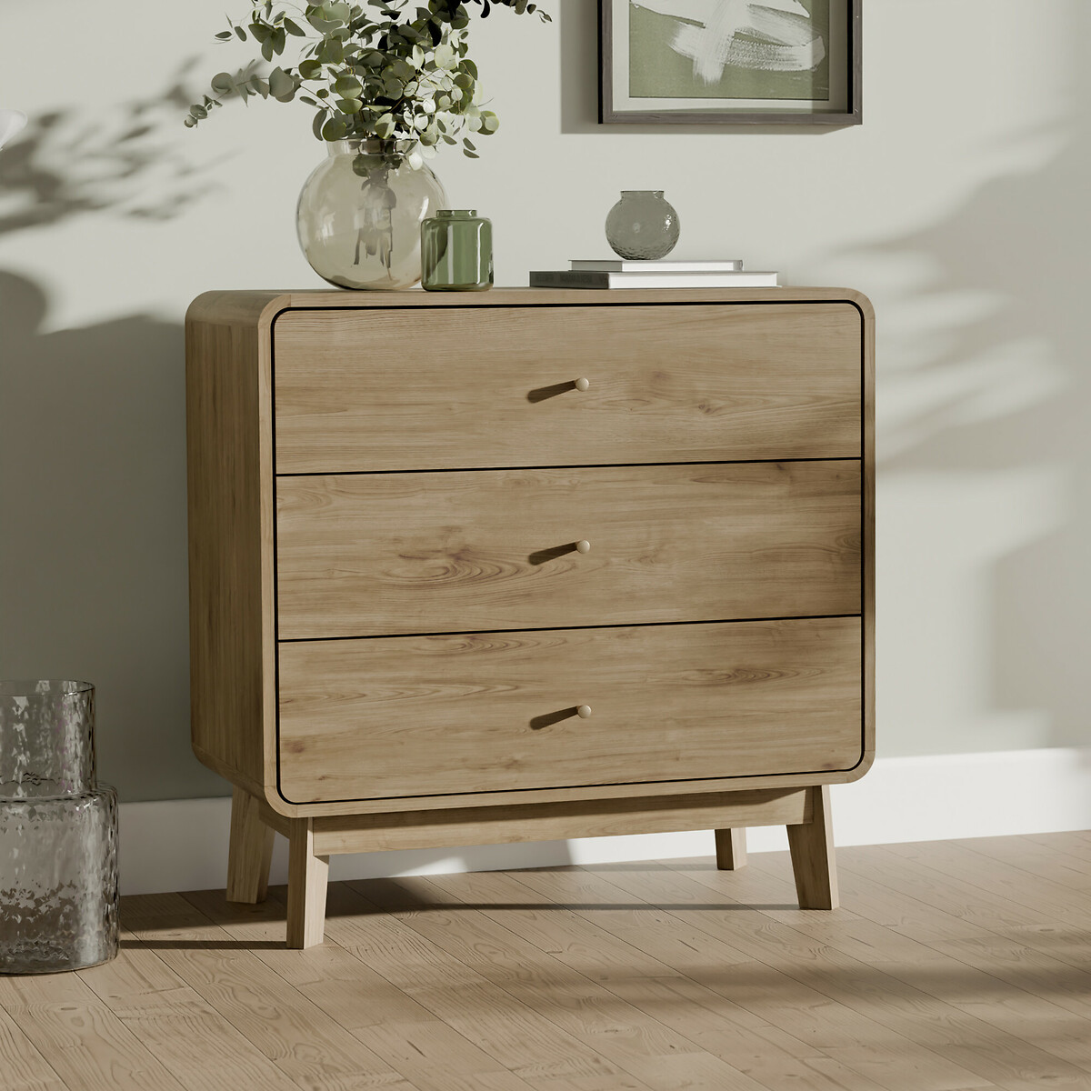 Seluna Retro Oak 3 Drawer Chest natural oak, SO'HOME