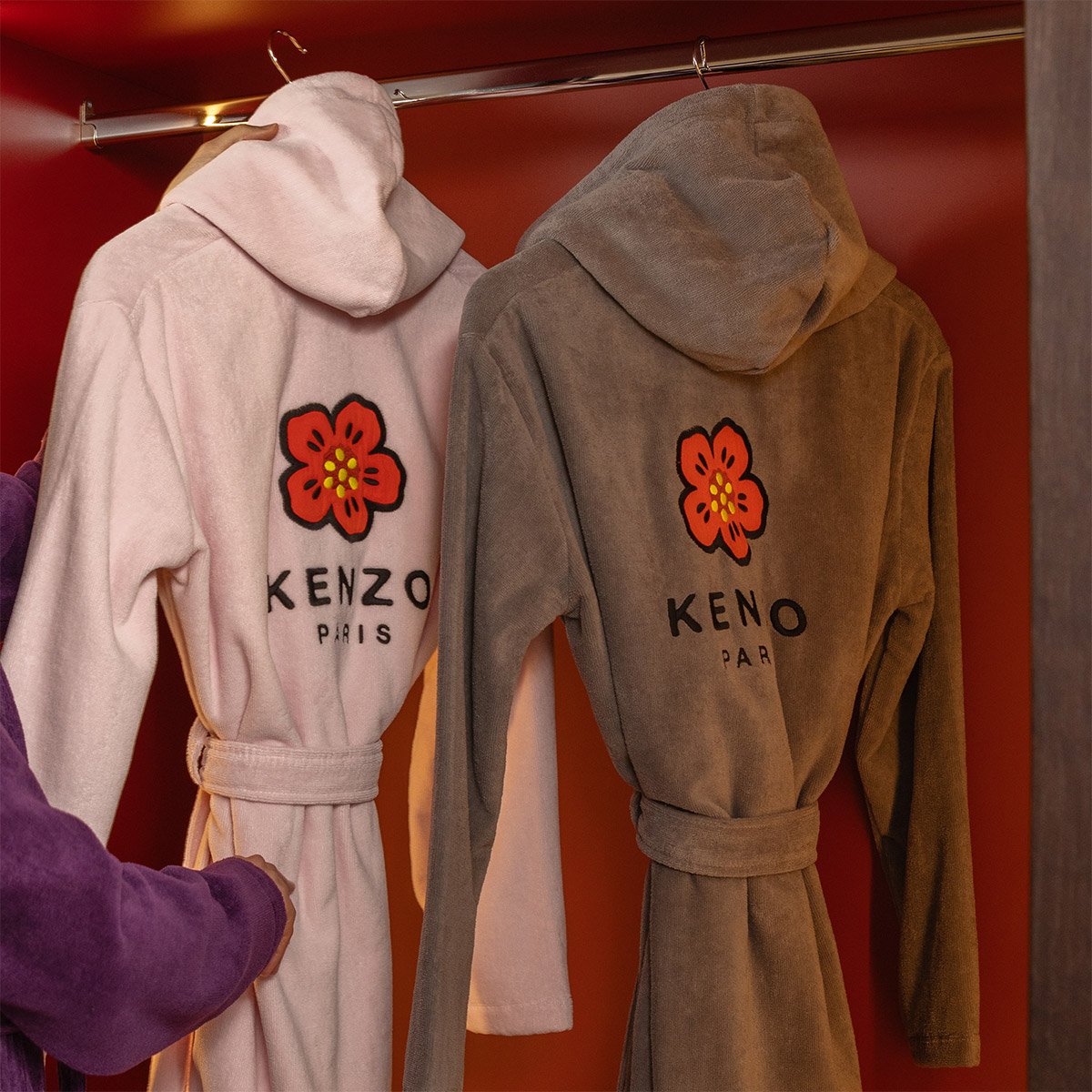 Peignoir de bain en velours, K BOKE gris, KENZO HOME