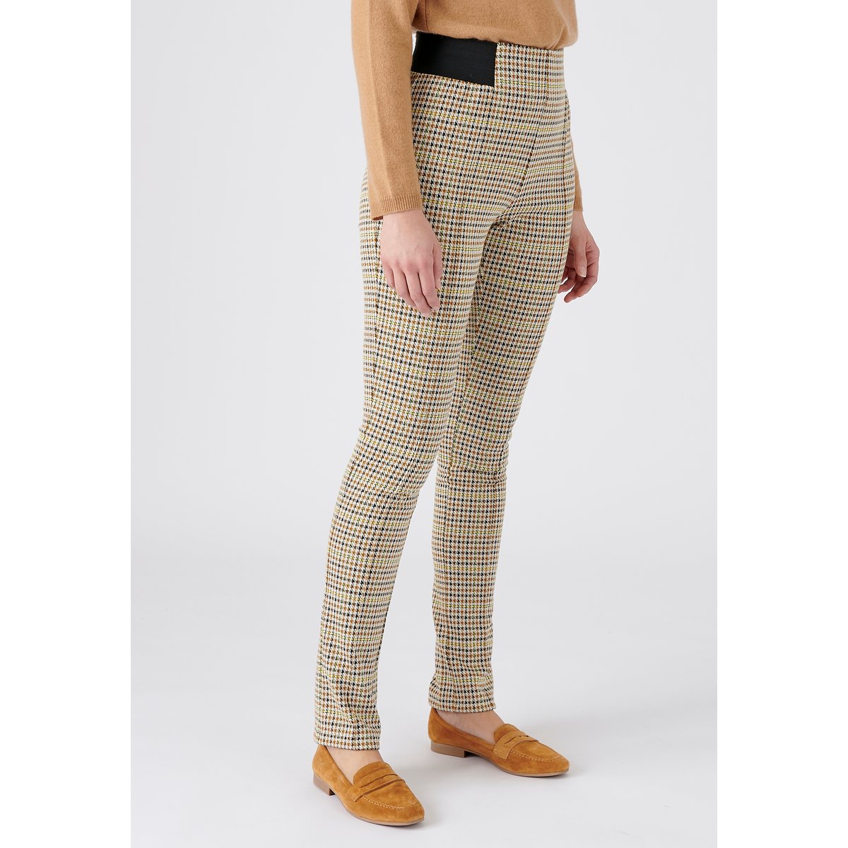 Pantalon maille milano uni ou carreaux blanc jaune carreaux, DAMART