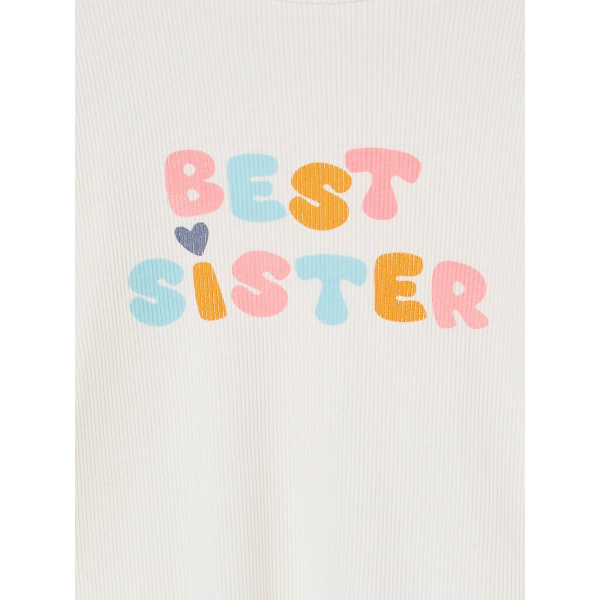 Pyjama Jersey Côtes Best Sister Fille écru, VERTBAUDET