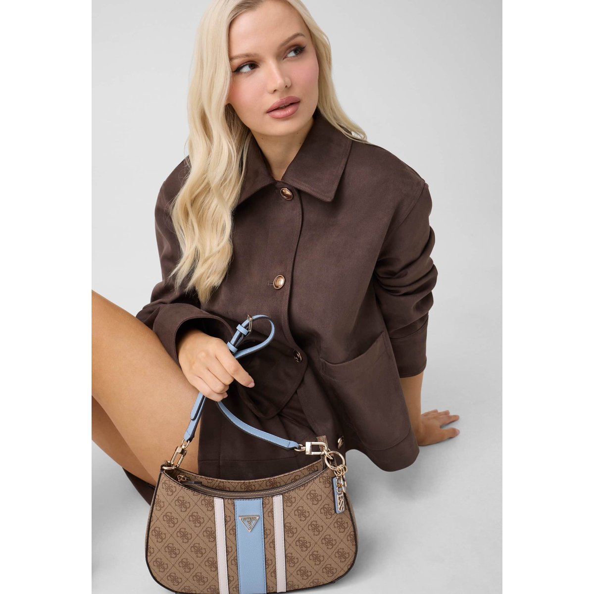Sac À Épaule Noelle marron multi, GUESS