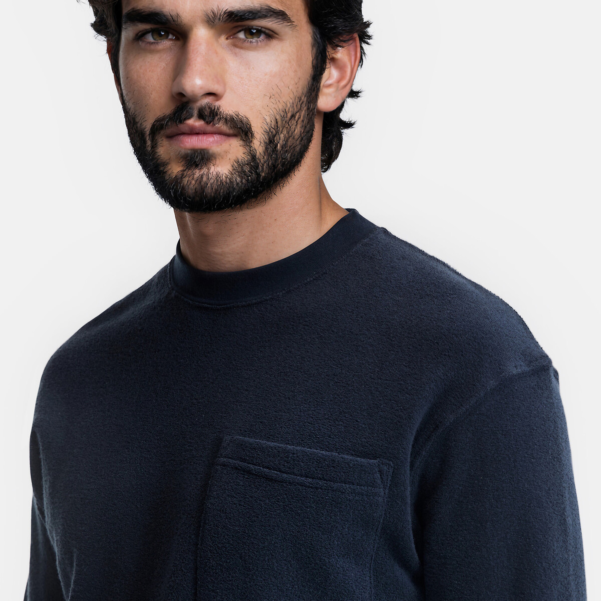 Pyjama en éponge coton gratté bleu marine, LA REDOUTE COLLECTIONS
