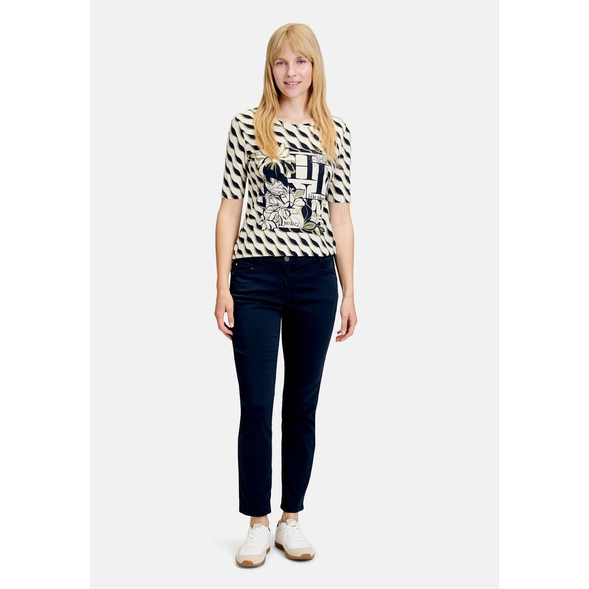 T-shirt basique à imprimé beige/dark blue, BETTY BARCLAY