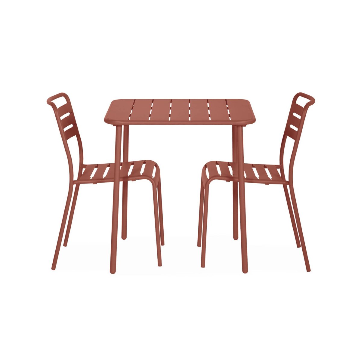Table de jardin métal + 2 assises AMÉLIA terracotta, SWEEEK