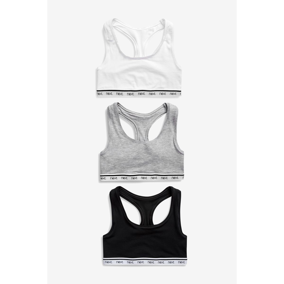 Hauts courts confortables, lot de 3 noir/blanc, NEXT