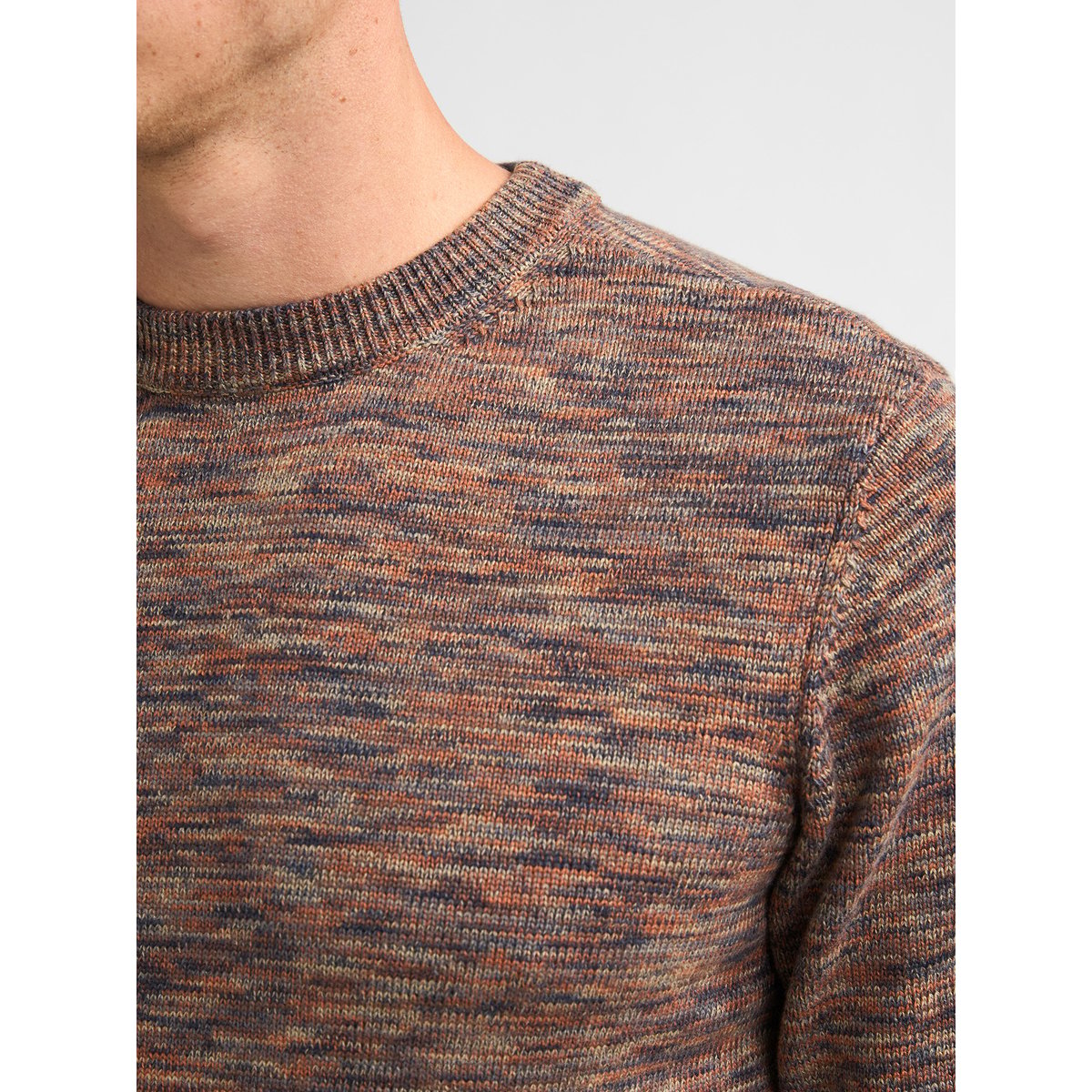 Pull col rond chiné stonegate marron saddle brown, PETROL INDUSTRIES