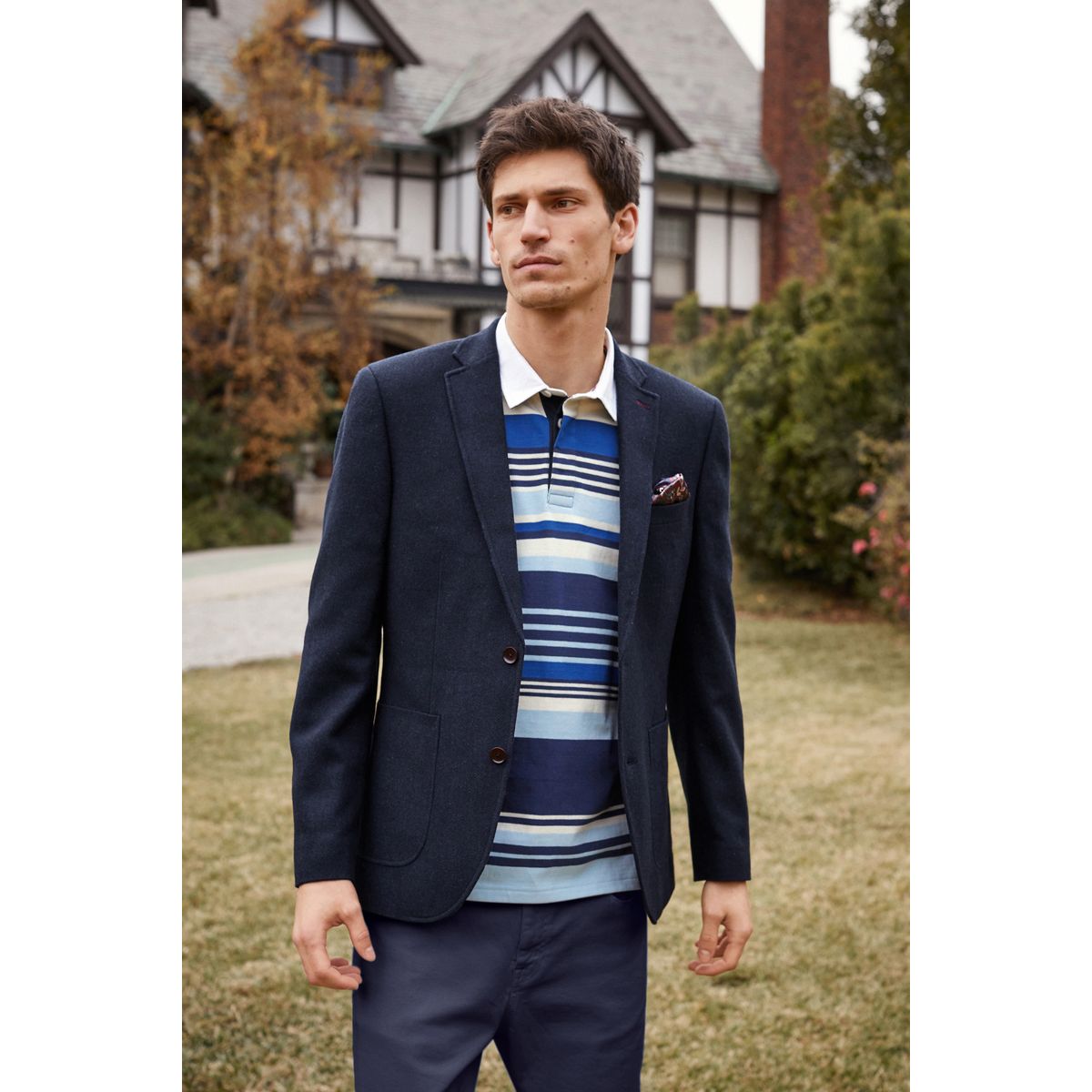 Blazer à chevrons bleu marine, NEXT