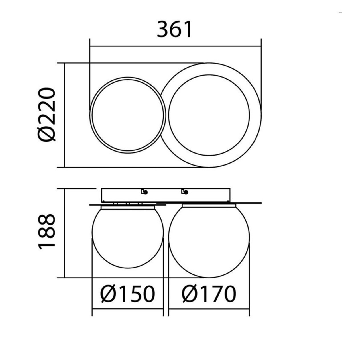 Applique Duo Salle De Bain Laiton Et Noir Mat Ip44 Alix blanc, MILLUMINE
