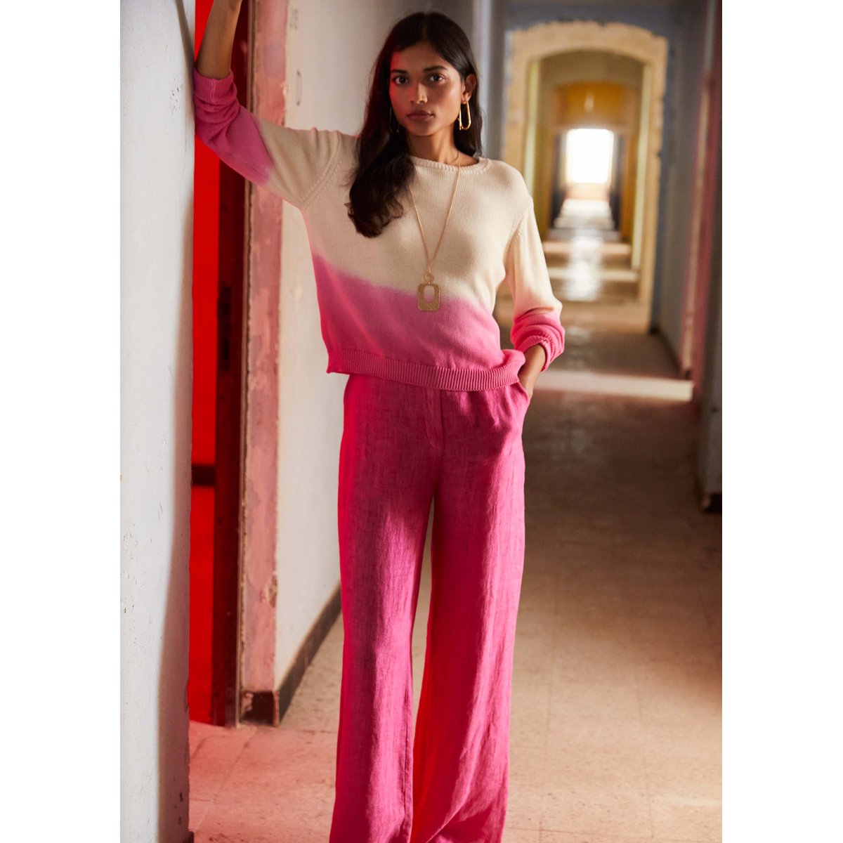 Pull court en coton imprimé dip dye tropical, LA FEE MARABOUTEE
