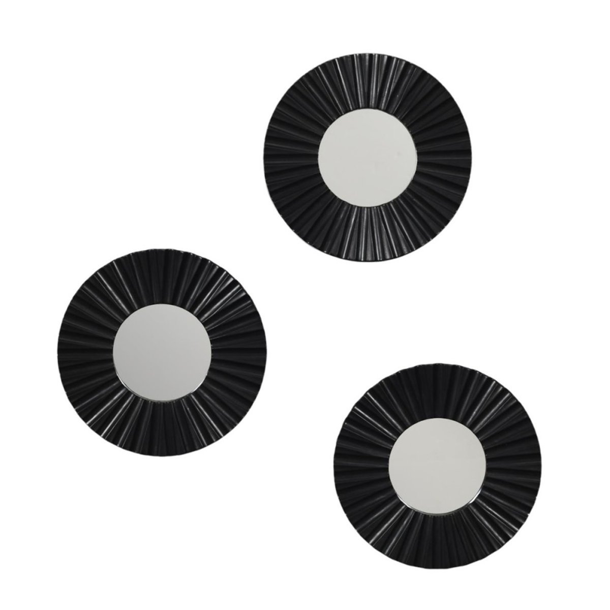 Lot De 3 Miroirs Diamètre 19 Coloris Noir noir, DECORATIE