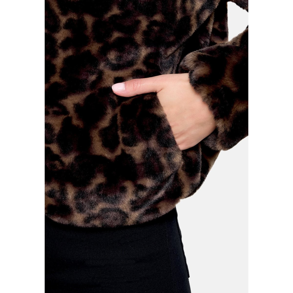Veste en peluche avec partie veste sans manches amovible taupe/black, AMBER & JUNE