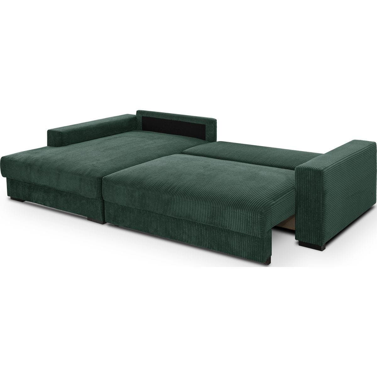 Canapé d'angle gauche convertible 3 places en velours côtelé - ARTY vert foncé, HOMIFAB