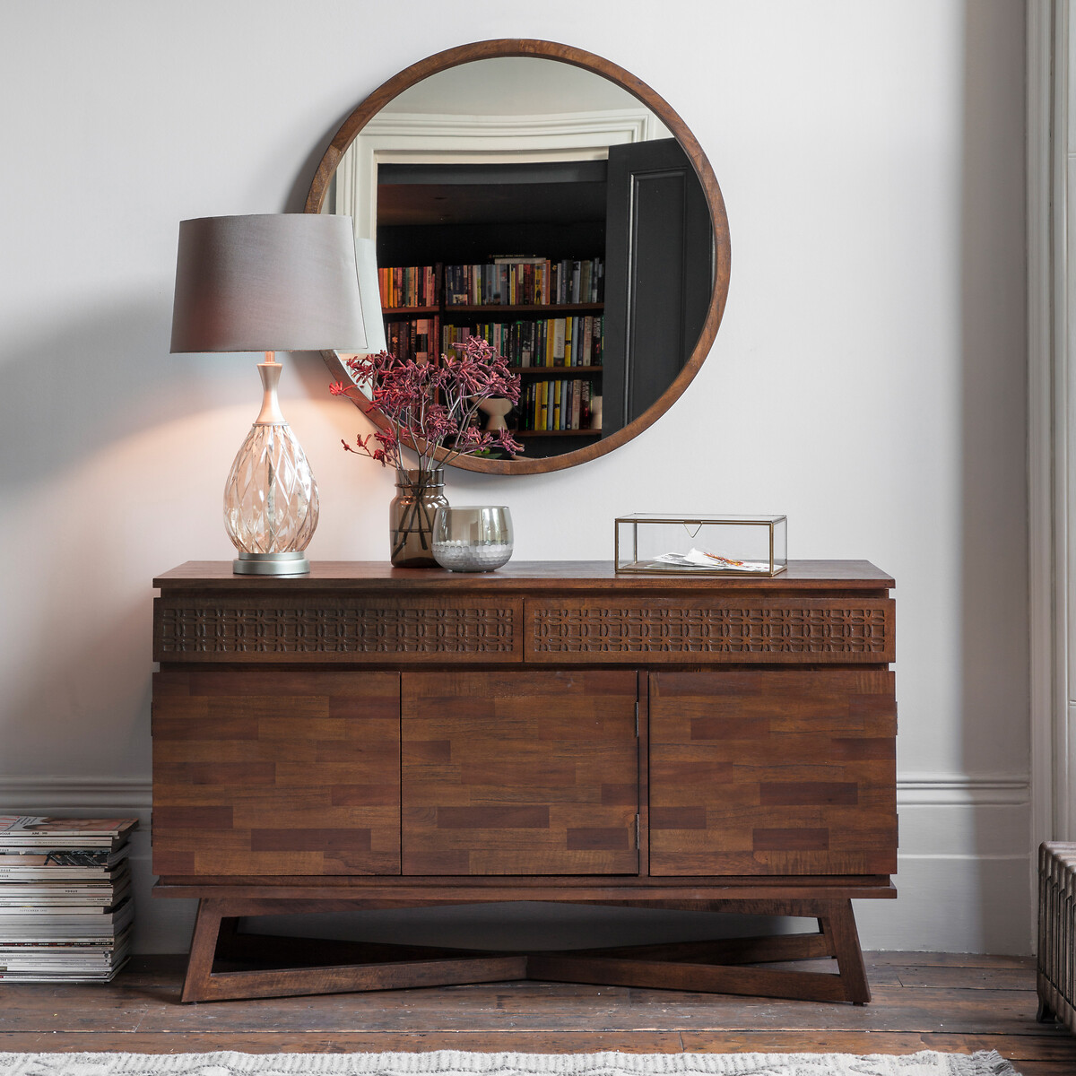 Barauni Boho Mango Wood 3 Door Sideboard brown              , ÉDITÉ