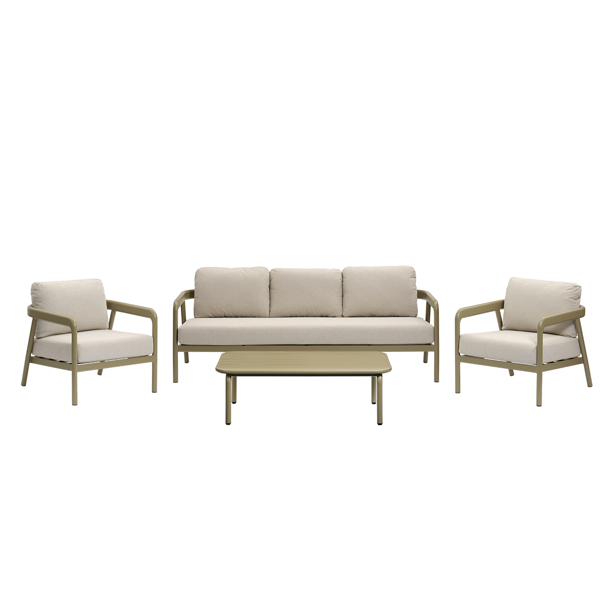 Salon de jardin bas 5 places en aluminium ORYO beige_chine, BERAH GETAH