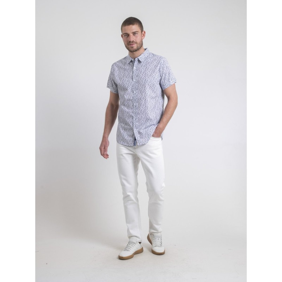 Chemise Manches Courtes Motifs Dulagon bleu marine, RITCHIE