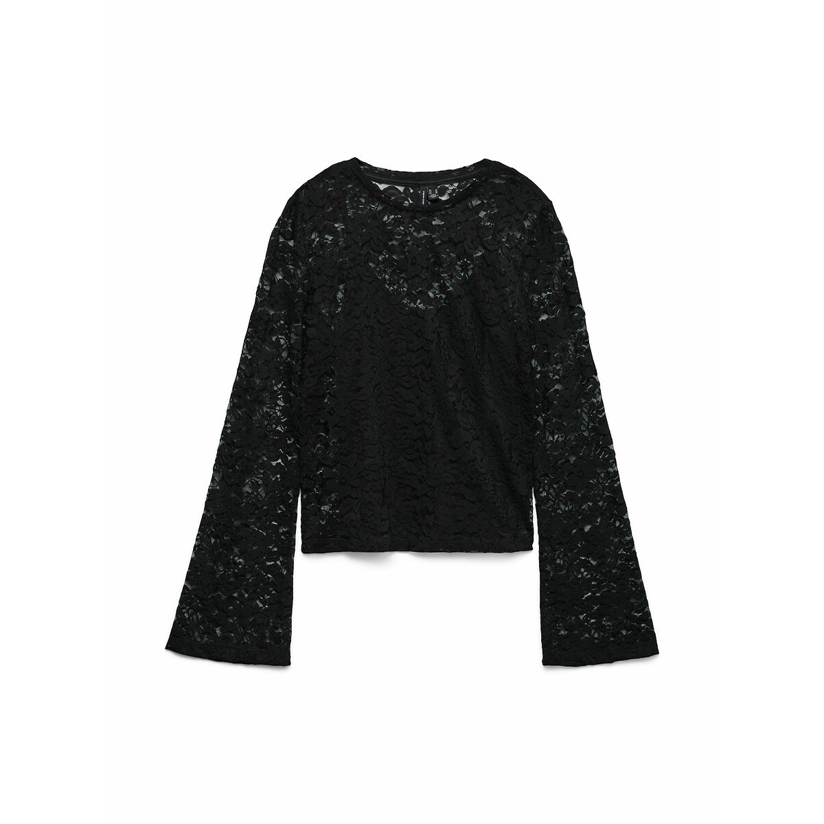 Top en dentelle manches longues noir, VERO MODA