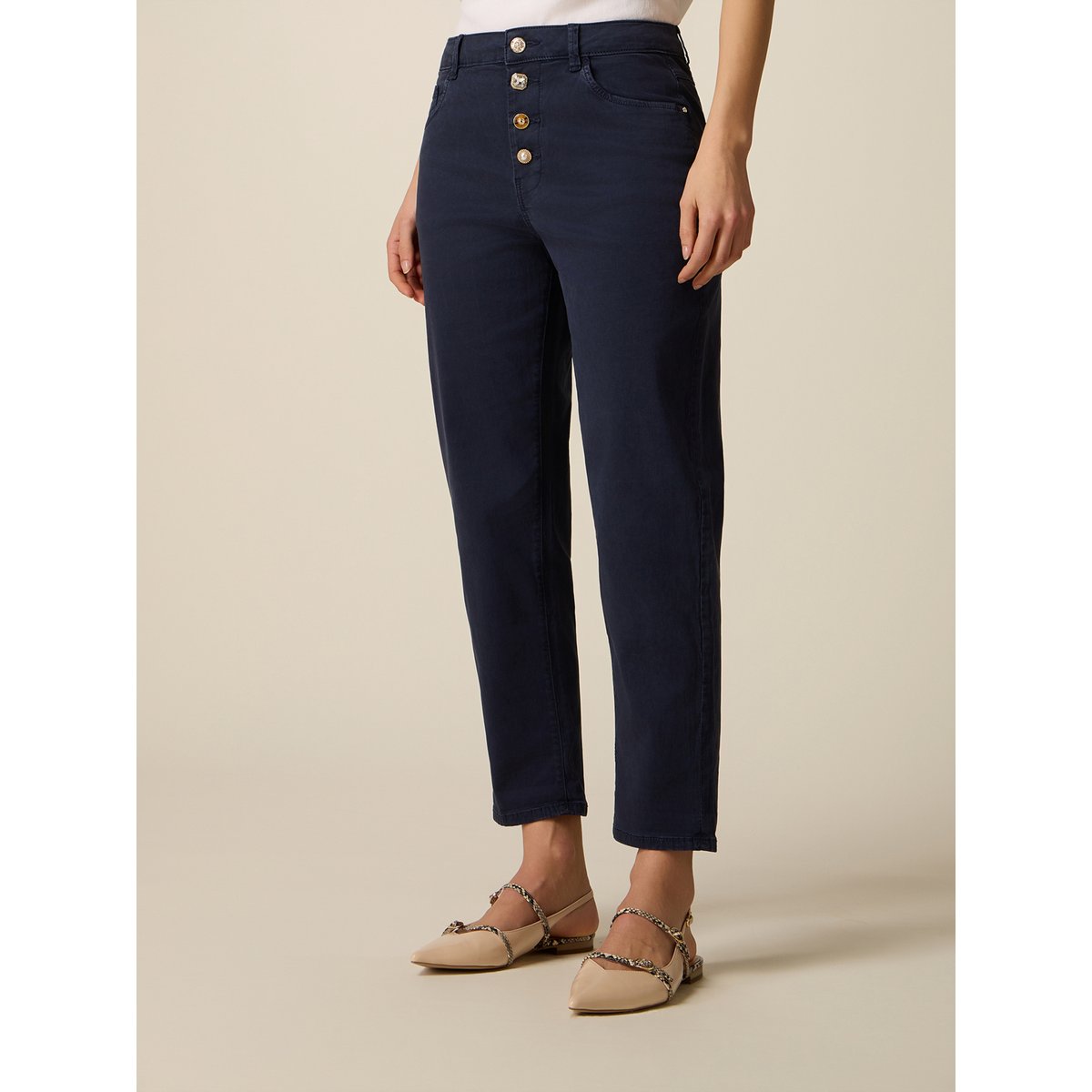 Pantalon boyslim bleu, OLTRE