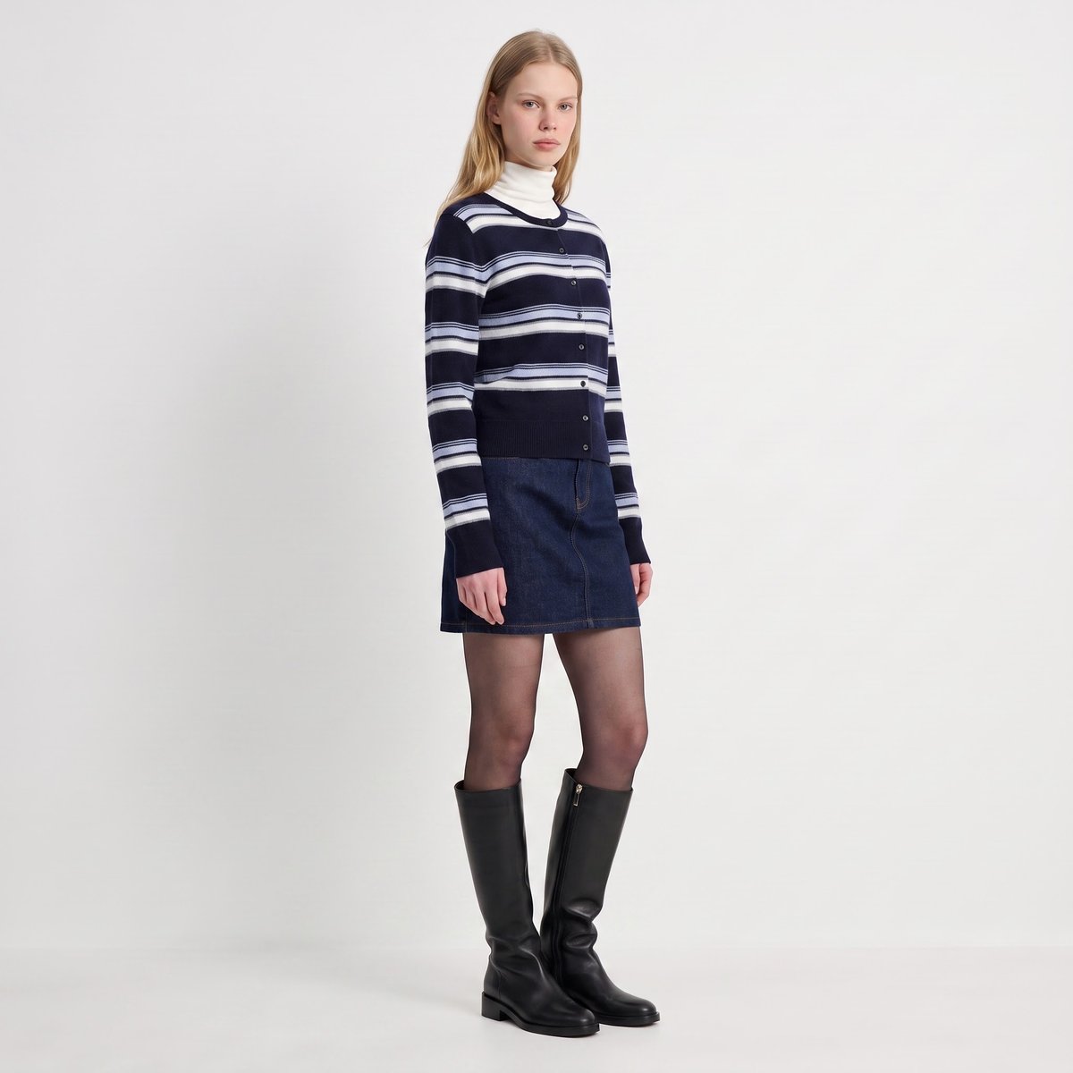 Cardigan marinière boutonné femme ANERINE navy, ARTLOVE