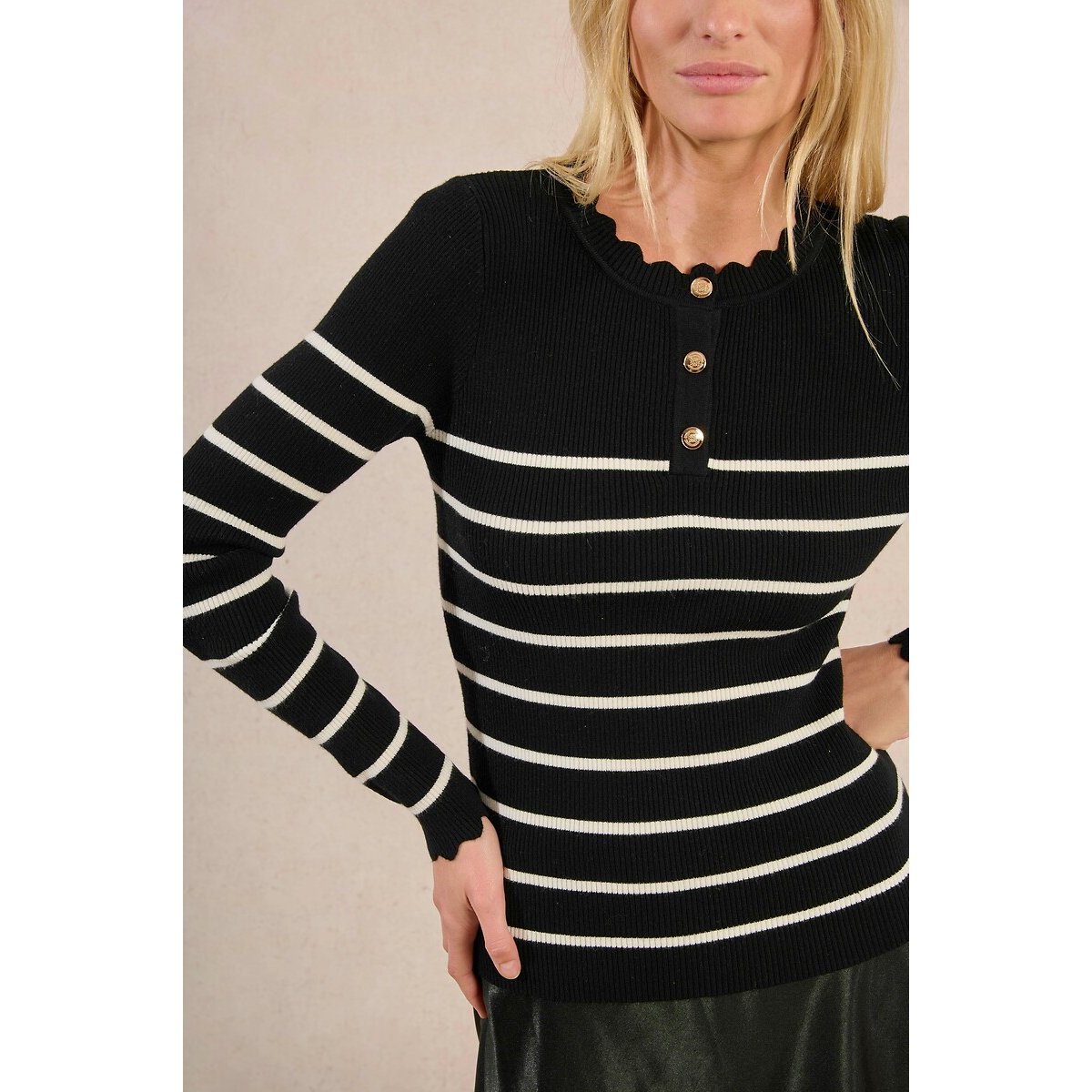 Fitted Striped Jumper black stripes, MOLLY BRACKEN