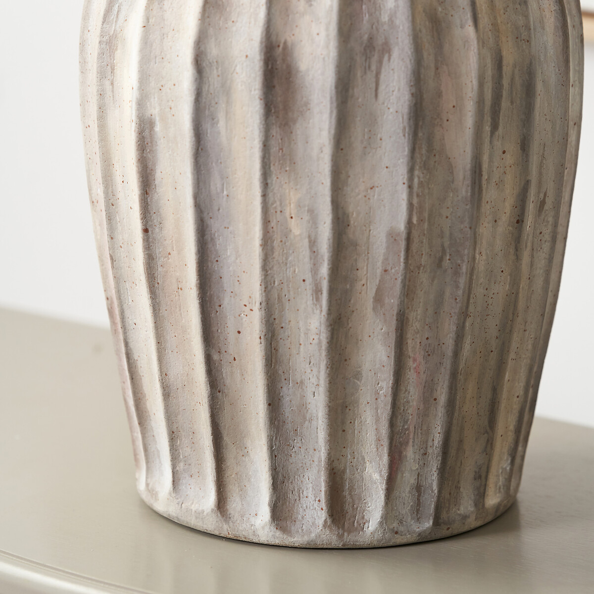 30cm Natural Grooved Stoneware Vase natural, ÉDITÉ
