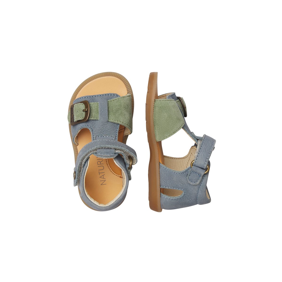 Sandales en cuir et en daim QUARZO céleste-, NATURINO